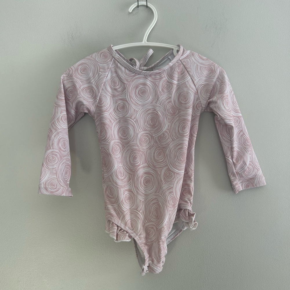 Current tyed 6/12m Pink Swirl Long Sleeve one piece swimsuit